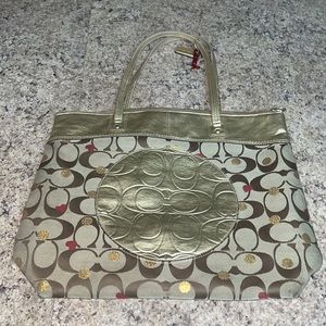 Coach Gold and Brown Tote Bag